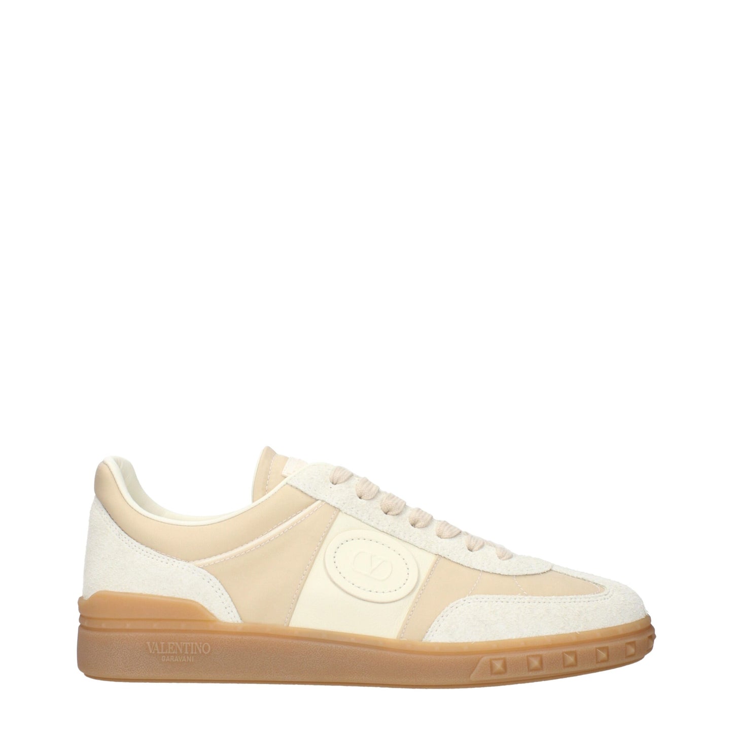 Sneakers by Valentino Garavani for men in fabric beige features a chic design, perfectly showcasing the chic low-top style of this Men's Low Top Fabric Sneakers.