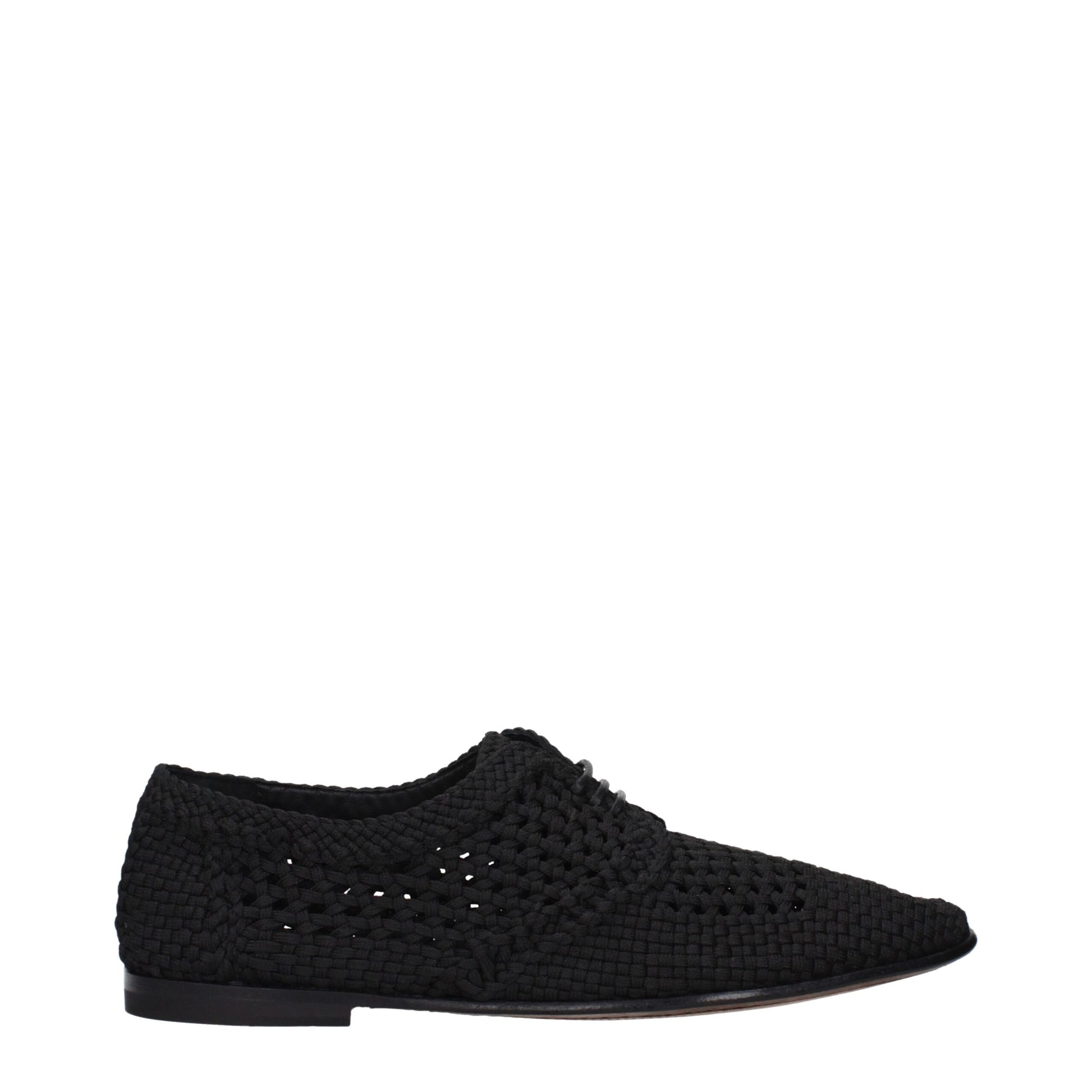 Flat Lace-Up Shoes by Dolce & Gabbana for men in leather black features an effortless chic silhouette, showcasing the Men's Leather Flat Lace-Up Shoes design with an effortless chic flat and a round toe style for a effortless chic look.