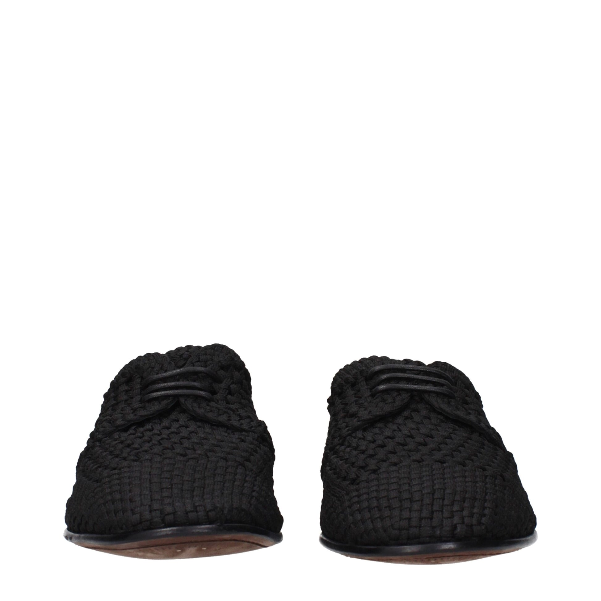 Flat Lace-Up Shoes by Dolce & Gabbana for men in leather black features an ergonomic silhouette, perfectly showcasing Men's Leather Flat Lace-Up Shoes with its distinct flat and elegant round toe style.