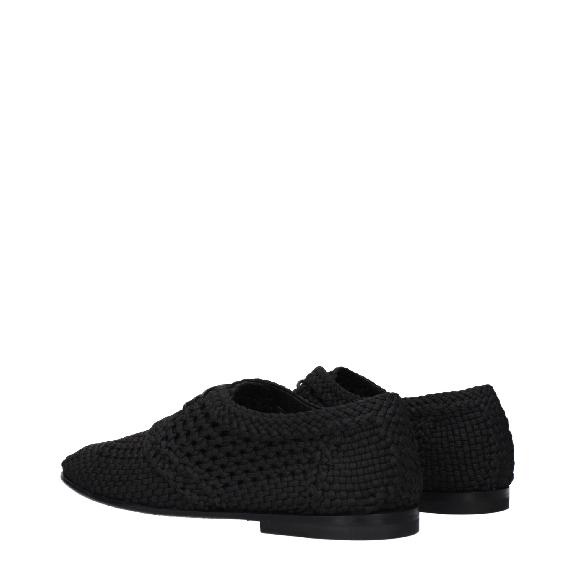 Flat Lace-Up Shoes by Dolce & Gabbana for men in leather black features an effortless chic silhouette, showcasing the Men's Leather Flat Lace-Up Shoes design with an effortless chic flat and a round toe style for a effortless chic look.