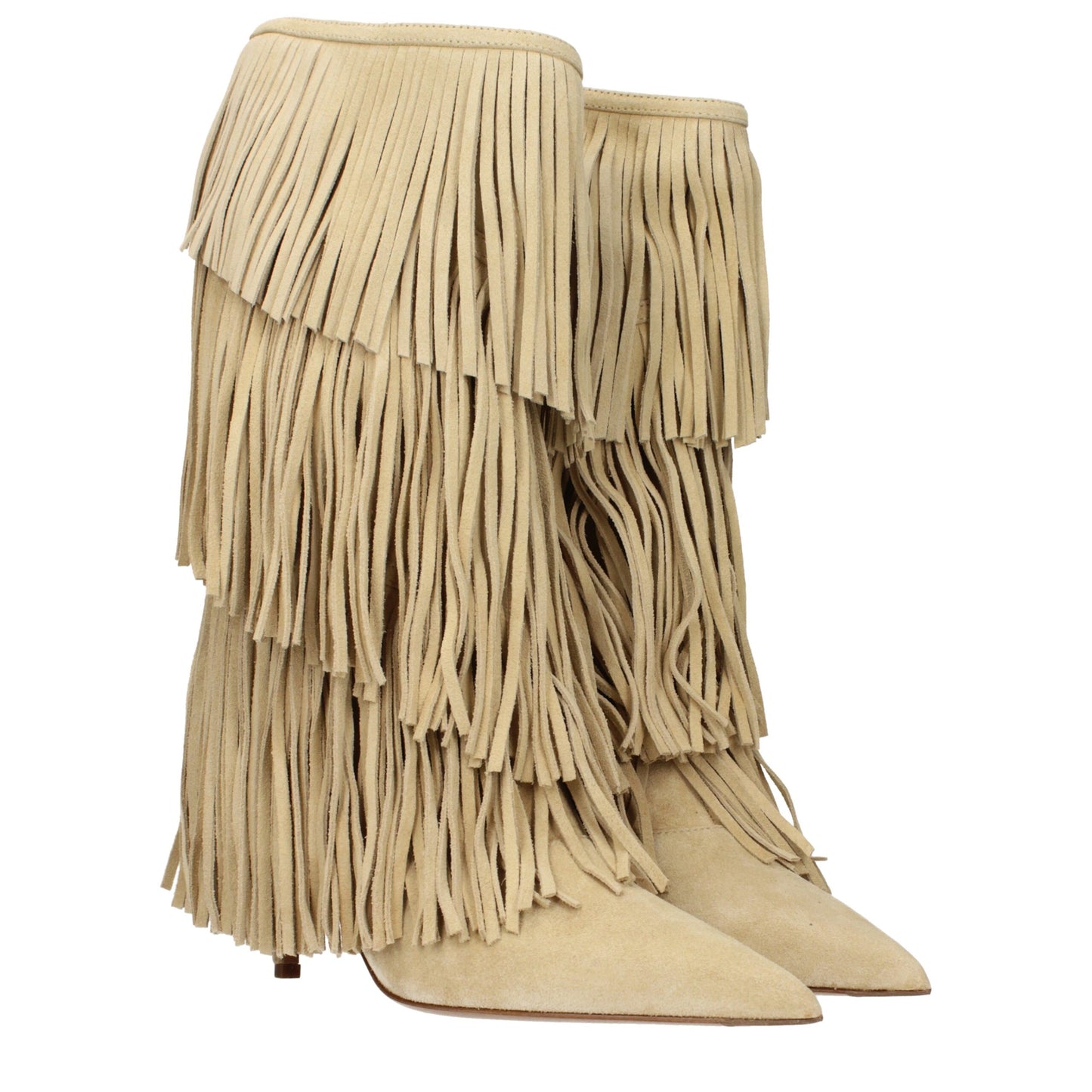 Flat Boots by Paris Texas for women in suede leather beige features an avant-garde Women's Suede Leather Flat Boots silhouette, defined by a sophisticated flat and a avant-garde .