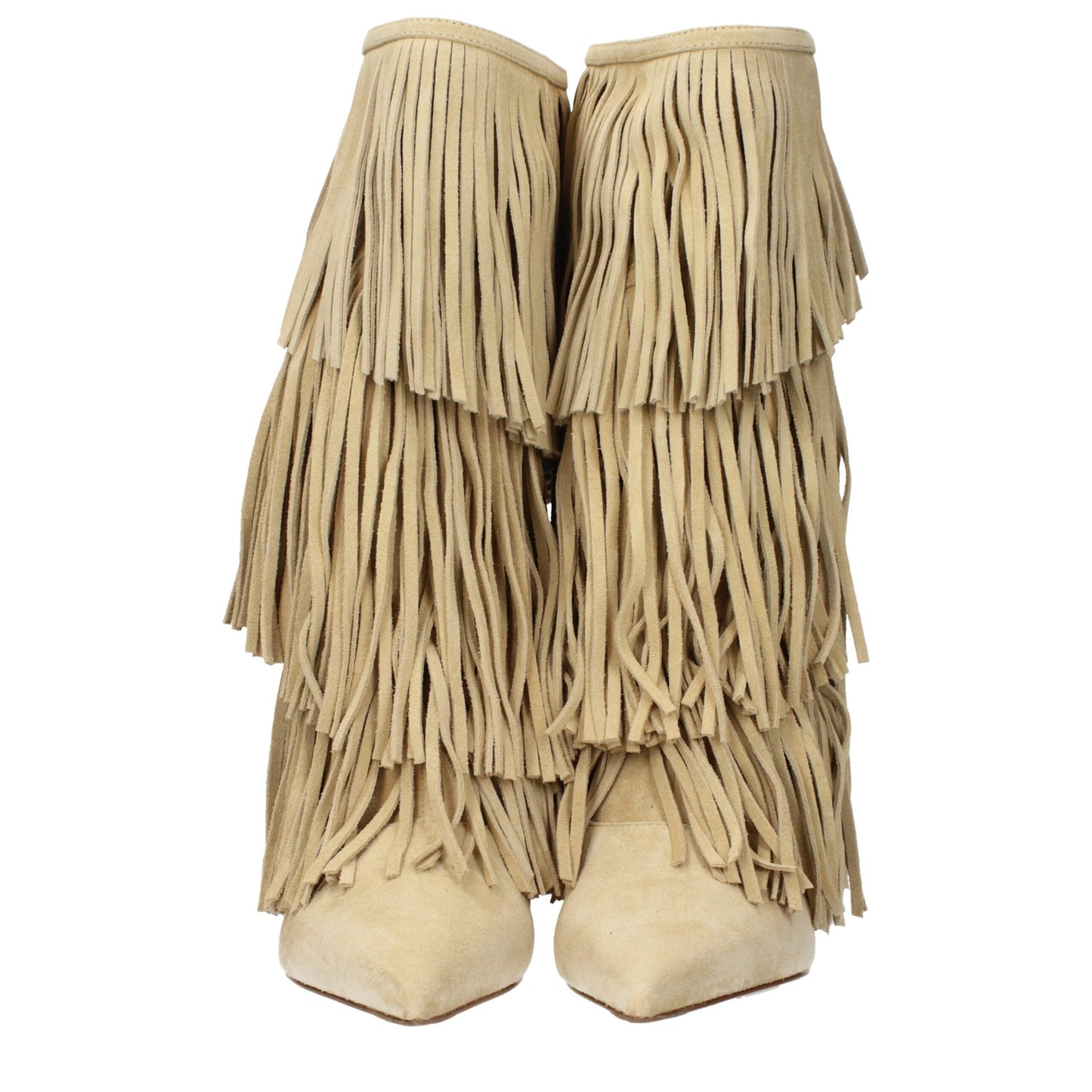 Flat Boots by Paris Texas for women in suede leather beige features an effortless chic silhouette from the Women's Suede Leather Flat Boots collection, showcasing a effortless chic flat and refined for an effortless chic look.