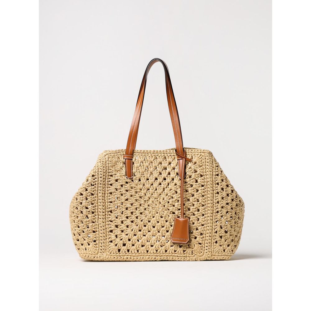 Tote Handbag by Ermanno Scervino for women in calfskin leather beige & patterned presents a ornamental silhouette, showcasing a secure , ample , and versatile handle for a ornamental finish.
