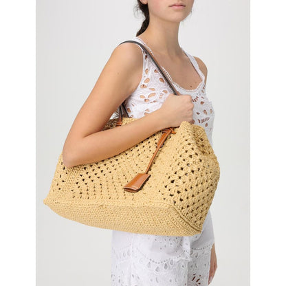 Tote Handbag by Ermanno Scervino for women in calfskin leather beige & patterned features a ornamental silhouette, showcasing a secure , ample , and ornamental handle for a sophisticated look.