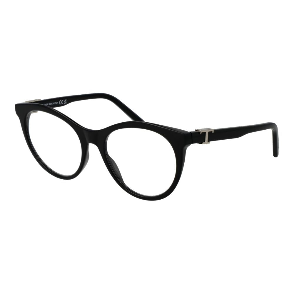 Eyeglasses Frames by Tod's for women in acetate and black showcases a refined silhouette, detailed with a black coloured frame finish and a sophisticated full-frame frame design.