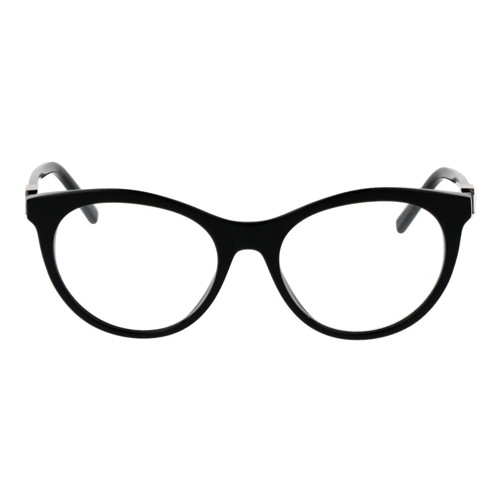 Eyeglasses Frames by Tod's for women in acetate black showcases a reflective silhouette, artfully incorporating a sophisticated black coloured frame with a distinct full-frame frame design.