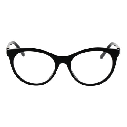 Eyeglasses Frames by Tod's for women in acetate black showcases a reflective silhouette, artfully incorporating a sophisticated black coloured frame with a distinct full-frame frame design.