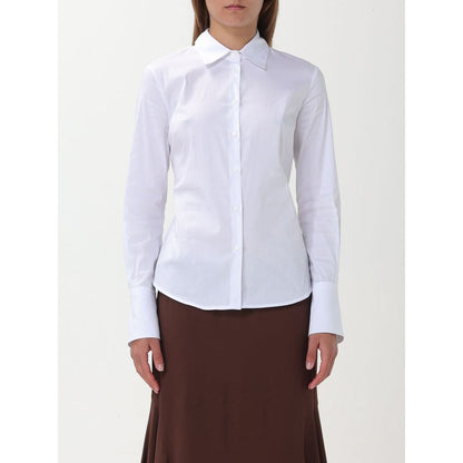 Dress Shirt by PINKO for women in cotton white & patterned showcases a sleek silhouette, elegantly detailed with a sleek and long-sleeve for a sleek finish.