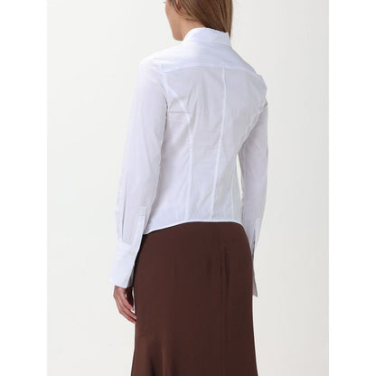 Dress Shirt by PINKO for women in cotton white & patterned showcases a sharp silhouette, elegantly detailed with a sharp and sharp .