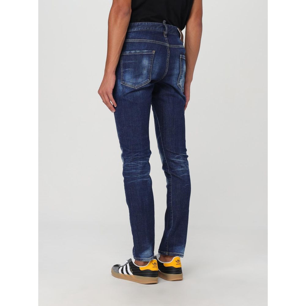 Jeans by Dsquared² for men in denim cotton blue presents a refined pantology silhouette, artfully defined by a refined pantology skinny, long, and a sophisticated .