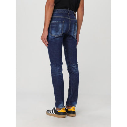 Jeans by Dsquared² for men in denim cotton blue presents a refined pantology silhouette, artfully defined by a refined pantology skinny, long, and a sophisticated .