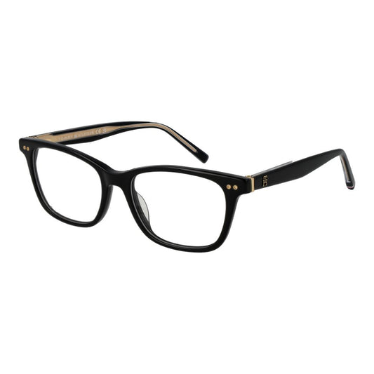 Eyeglasses Frames by Tommy Hilfiger for women in acetate and black showcases an refined full-frame frame design featuring a sophisticated black coloured frame for an refined and refined aesthetic.
