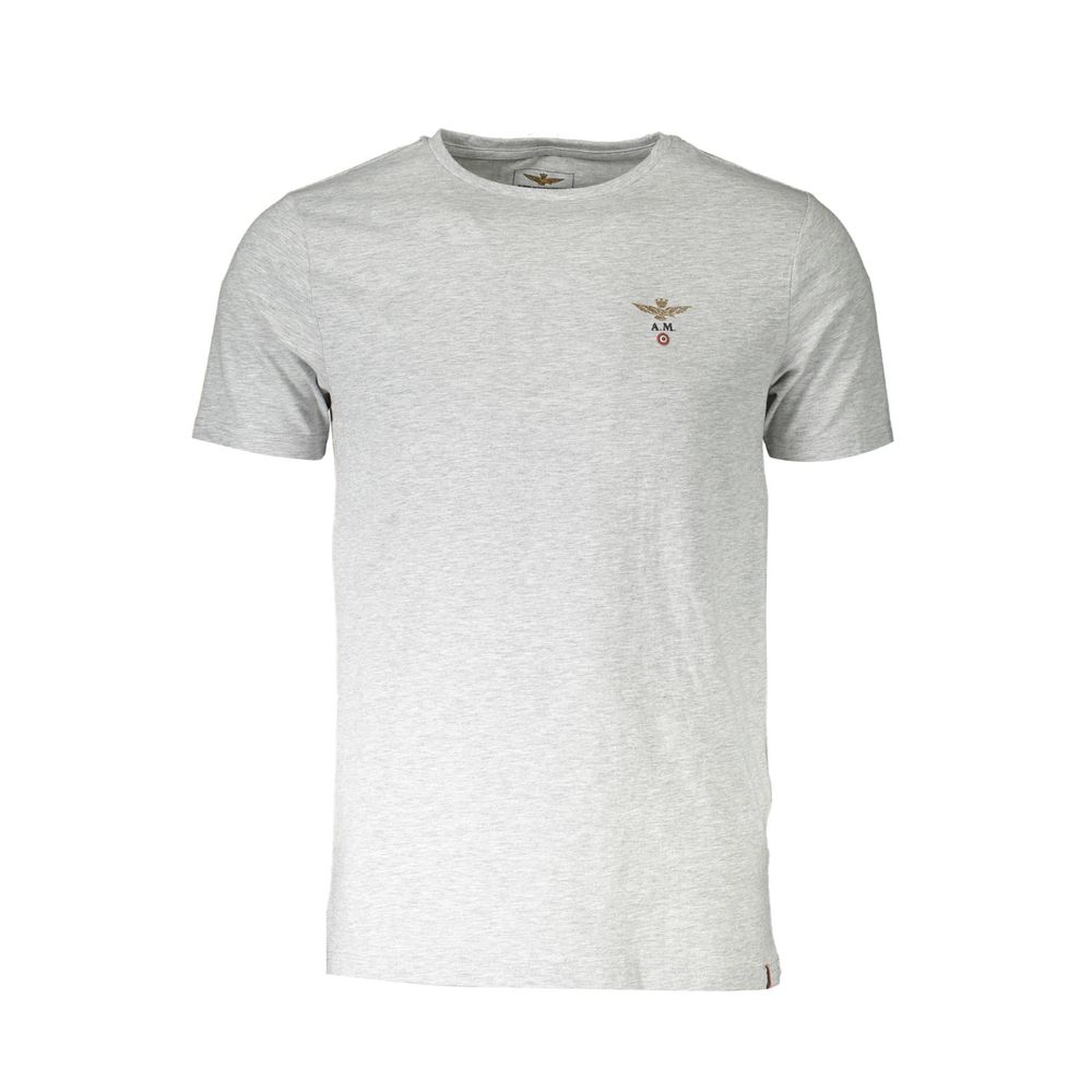 T-Shirt by Aeronautica Militare for men in cotton gray showcases a fashionable silhouette, elegantly detailed with a fashionable short-sleeve and crew neckline for a sophisticated, high-fashion look.