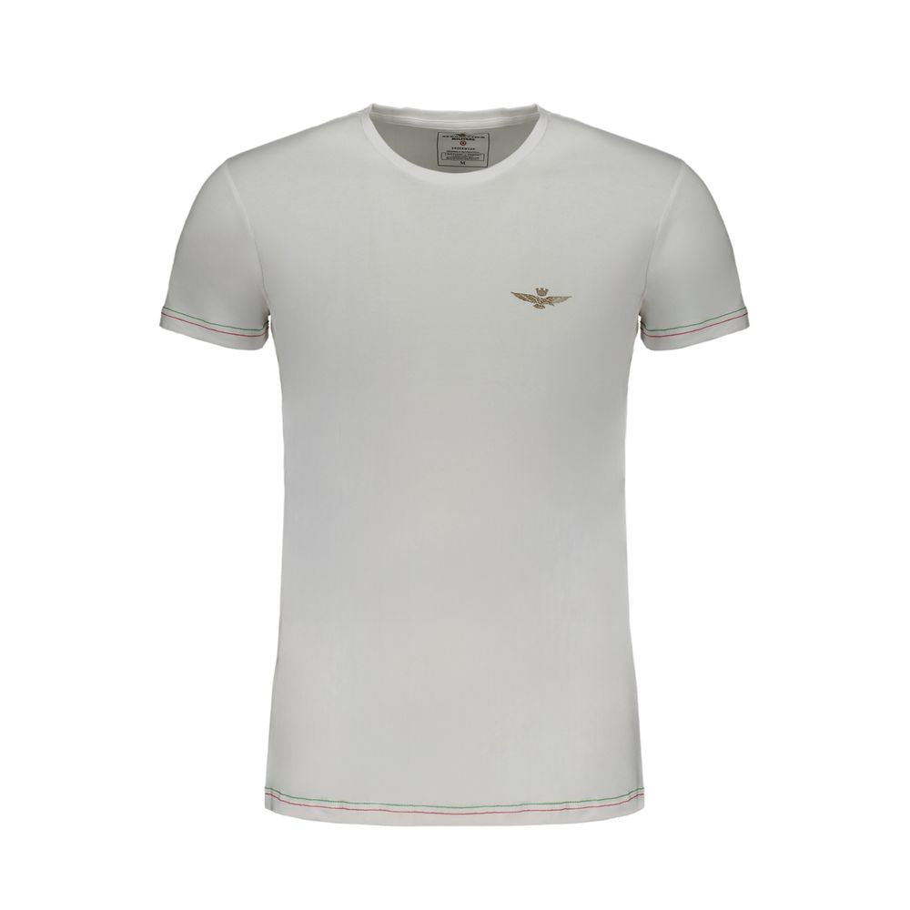 T-Shirt by Aeronautica Militare for men in cotton white & print showcases a dramatic silhouette, elegantly detailed with a dramatic crew neckline and short-sleeve for a truly dramatic finish.