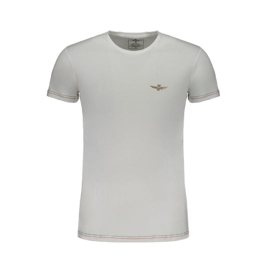 T-Shirt by Aeronautica Militare for men in cotton white & print showcases a dramatic silhouette, elegantly detailed with a dramatic crew neckline and short-sleeve for a truly dramatic finish.