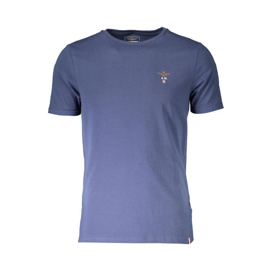 Activewear T-Shirt by Aeronautica Militare for men in cotton blue features a versatile silhouette, showcasing a versatile crew neckline and short-sleeve detailed with high-performance for a premium look.