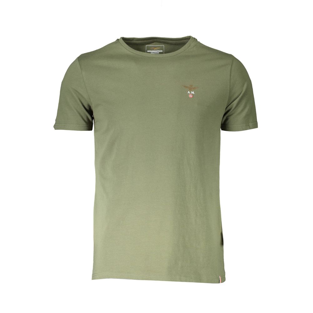 Activewear T-Shirt by Aeronautica Militare for men in cotton green features an athletic silhouette with short-sleeve sleeves and a crew neckline neckline, enhanced by high-performance .