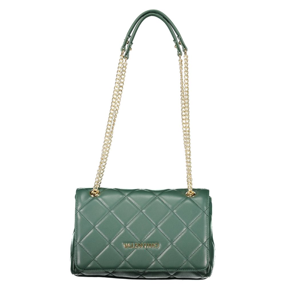 Quilted Shoulder Handbag by Mario Valentino for women in polyethylene & polyurethane green & patterned features an refined silhouette, showcasing a secure snap & zipper, ample internal-pockets, and versatile shoulder-strap & handle for a sophisticated refined aesthetic.