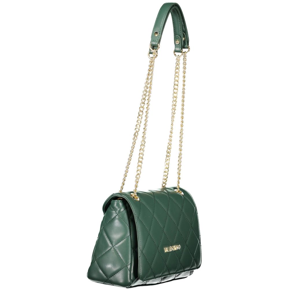 Quilted Shoulder Handbag by Mario Valentino for women in polyethylene & polyurethane green & patterned features a signature silhouette, showcasing a secure snap & zipper and signature internal-pockets with versatile shoulder-strap & handle for a sophisticated look.