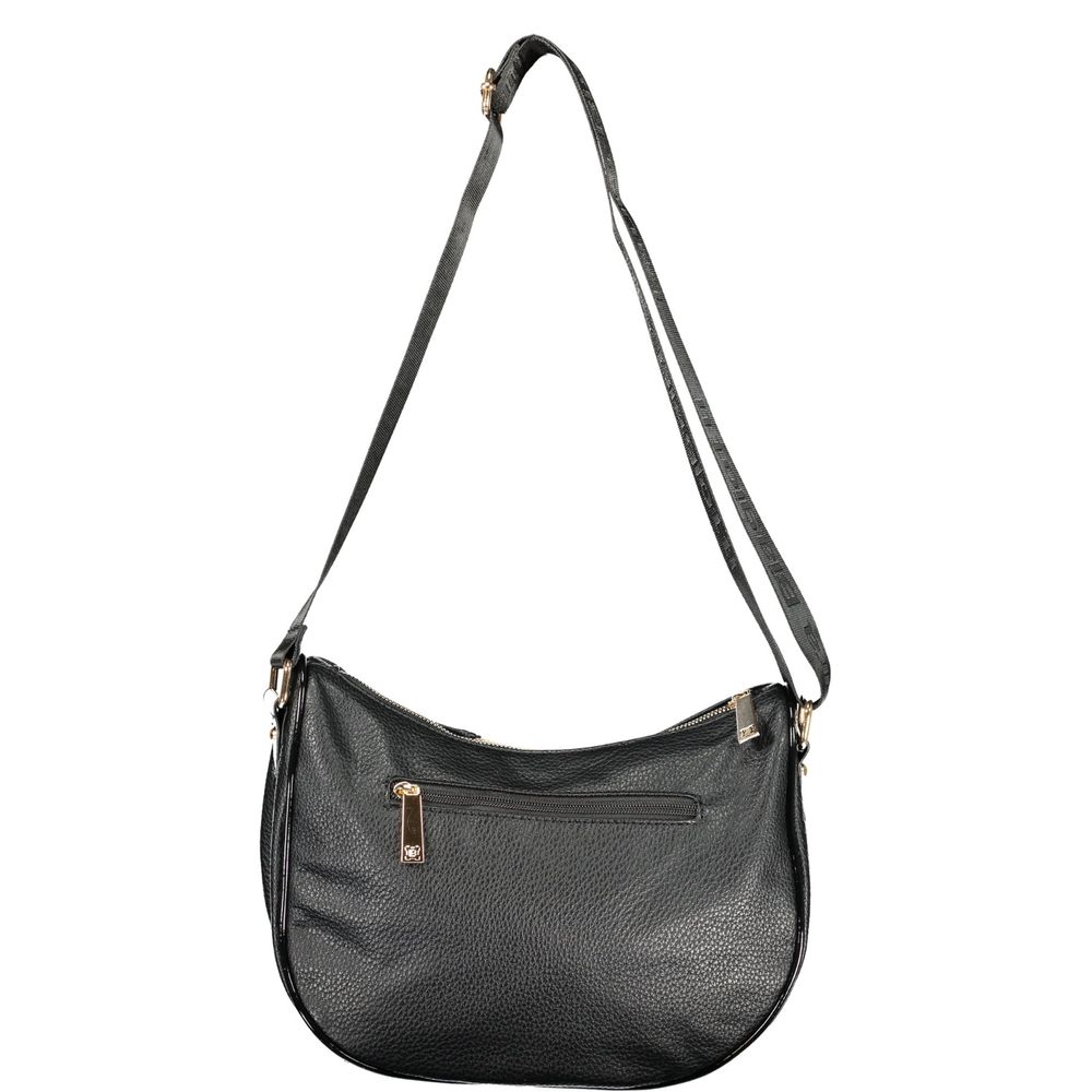 Handbag by Laura Biagiotti for women in pvc black, camel & gold features a refined silhouette, showcasing a secure zipper, organized document-holder & internal-pockets, and versatile shoulder-strap & adjustable-strap for a refined finish.