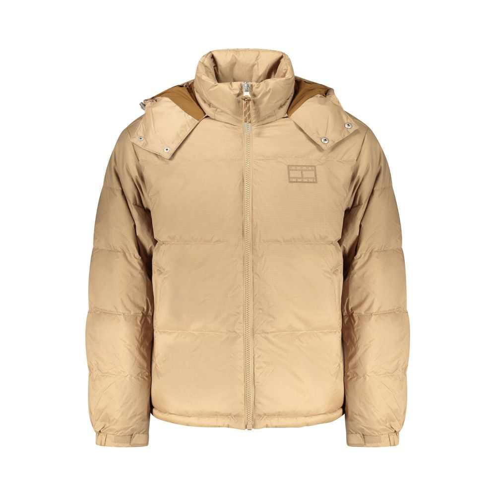 Hooded Overcoat by Tommy Hilfiger for men in polyester beige showcases a enveloping silhouette, detailed with distinctive pockets & hooded and a enveloping hooded neckline.