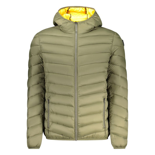 Hooded Windbreaker Jacket by Marina Yachting for men in polyamide green & signature features an perennial silhouette with a refined wrap hooded neckline and perennial pockets, hooded & windproof for a sophisticated weather-resistant look.