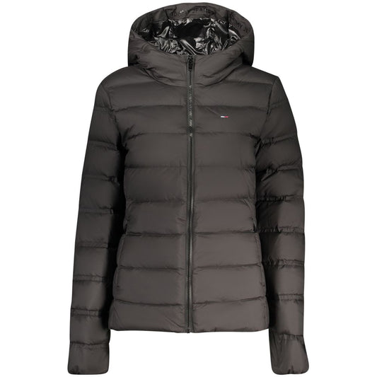 Hooded Windbreaker Jacket by Tommy Hilfiger for women in polyester black features an magnificent silhouette, showcasing the sophisticated hooded neckline and functional pockets, hooded & windproof for a premium, magnificent look.