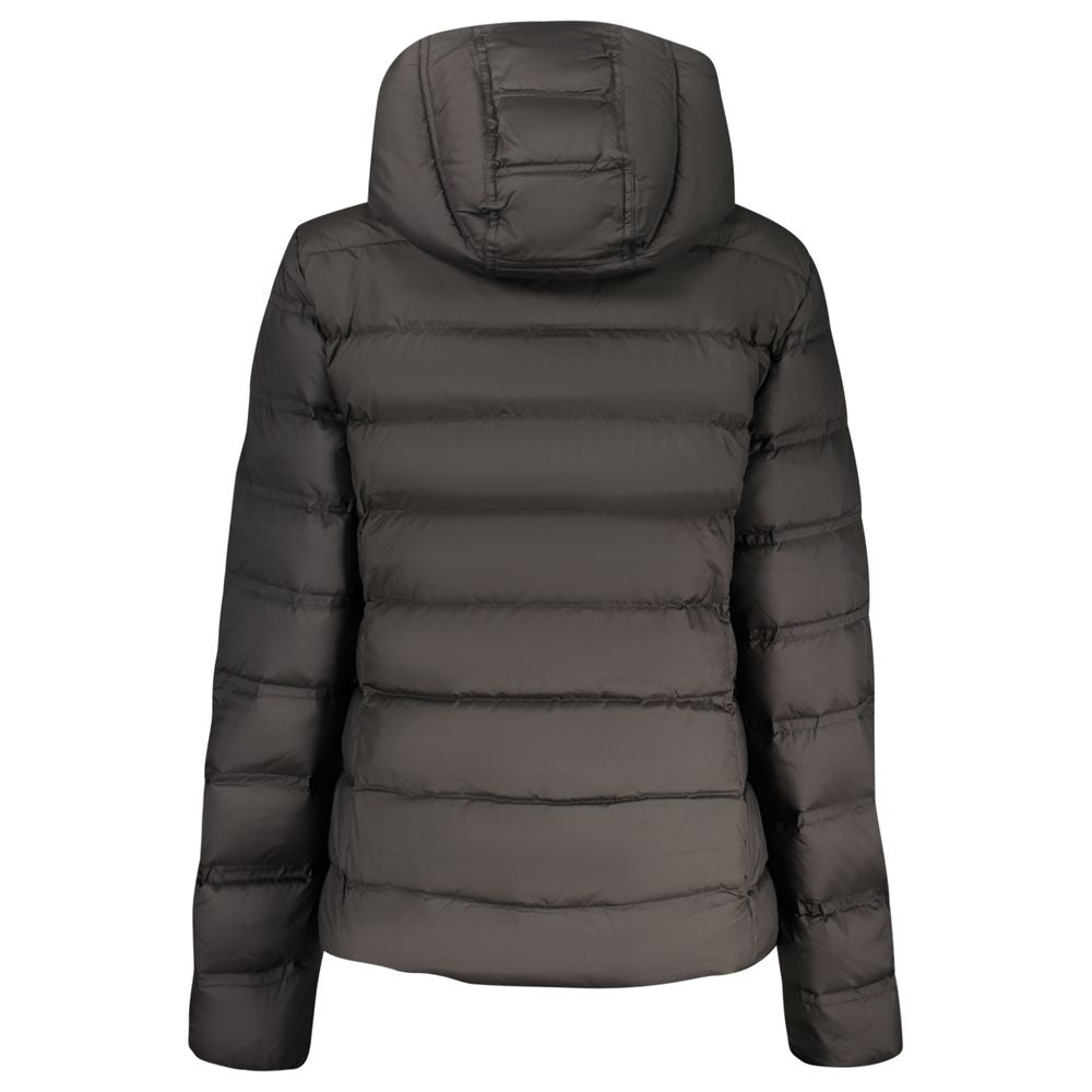 Hooded Windbreaker Jacket by Tommy Hilfiger for women in polyester black features an enduring silhouette, showcasing technical pockets, hooded & windproof and a sophisticated for a truly enduring aesthetic.