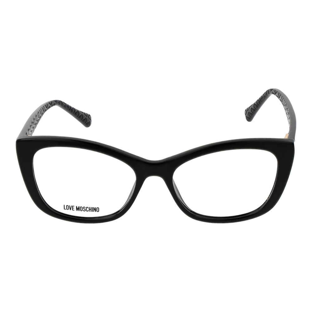Eyeglasses Frames by Love Moschino for women in cellulose propionate black features an refined silhouette, showcasing a sophisticated black coloured frame and refined full-frame frame design for a refined look.