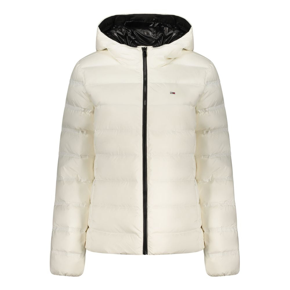 Hooded Windbreaker Jacket by Tommy Hilfiger for women in polyester white features an perennial silhouette with a refined hooded neckline and perennial pockets, hooded & windproof for a sophisticated weather-resistant look.