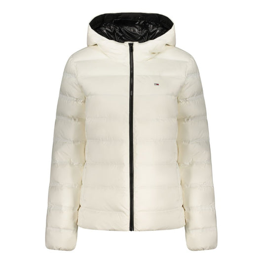 Hooded Windbreaker Jacket by Tommy Hilfiger for women in polyester white features an perennial silhouette with a refined hooded neckline and perennial pockets, hooded & windproof for a sophisticated weather-resistant look.