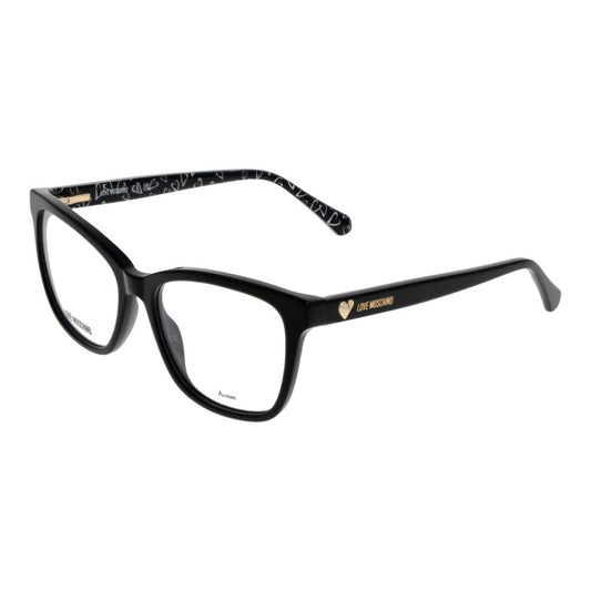 Eyeglasses Frames by Love Moschino for women in acetate black features a refined silhouette, showcasing a refined black coloured frame and full-frame frame design for a sophisticated, premium look.
