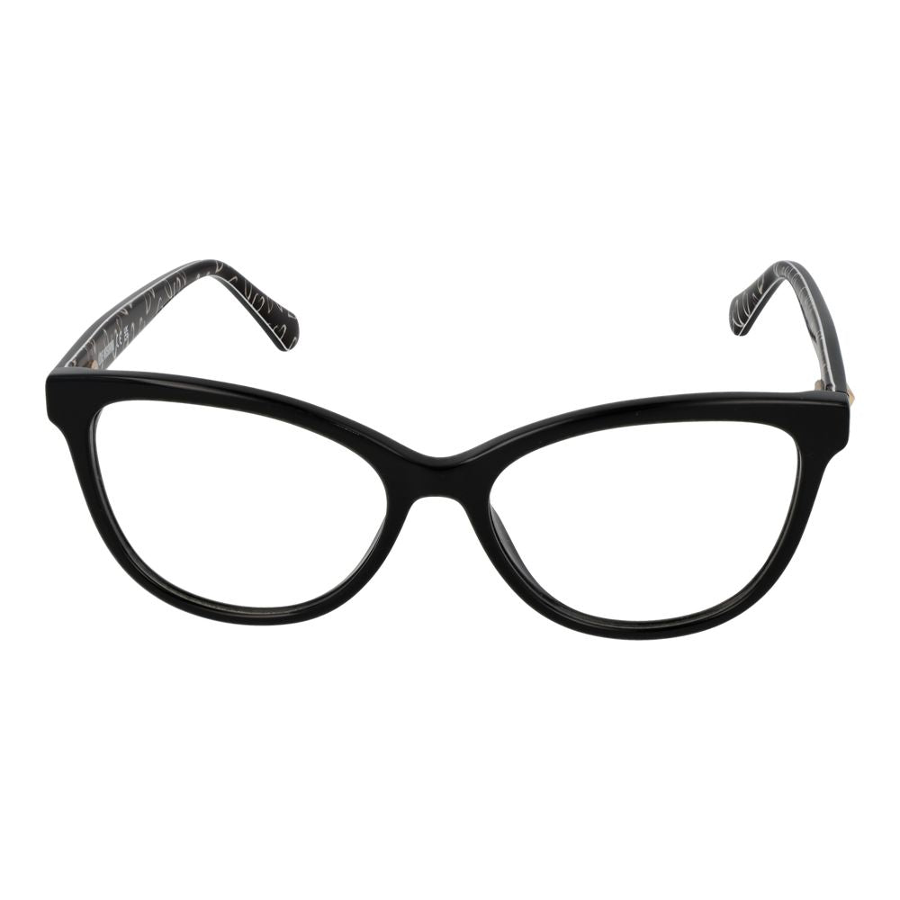 Eyeglasses Frames by Love Moschino for women in acetate black showcases a refined full-frame frame design with a refined black coloured frame finish for a refined and sophisticated look.