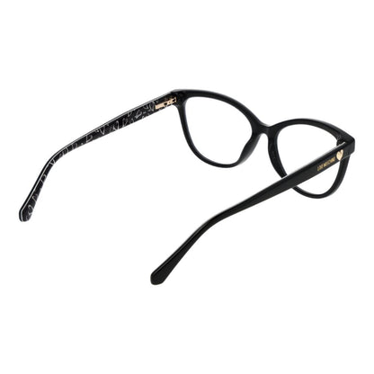 Eyeglasses Frames by Love Moschino for women in acetate black showcases a reflective silhouette, artfully incorporating a sophisticated black coloured frame with a distinct full-frame frame design.
