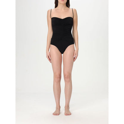 One-Piece Swimsuit by Norma Kamali for women in nylon & spandex black showcases a captivating silhouette, artfully capturing the essence of the captivating Women's Nylon & Spandex One-Piece Swimsuit design for a sophisticated look.
