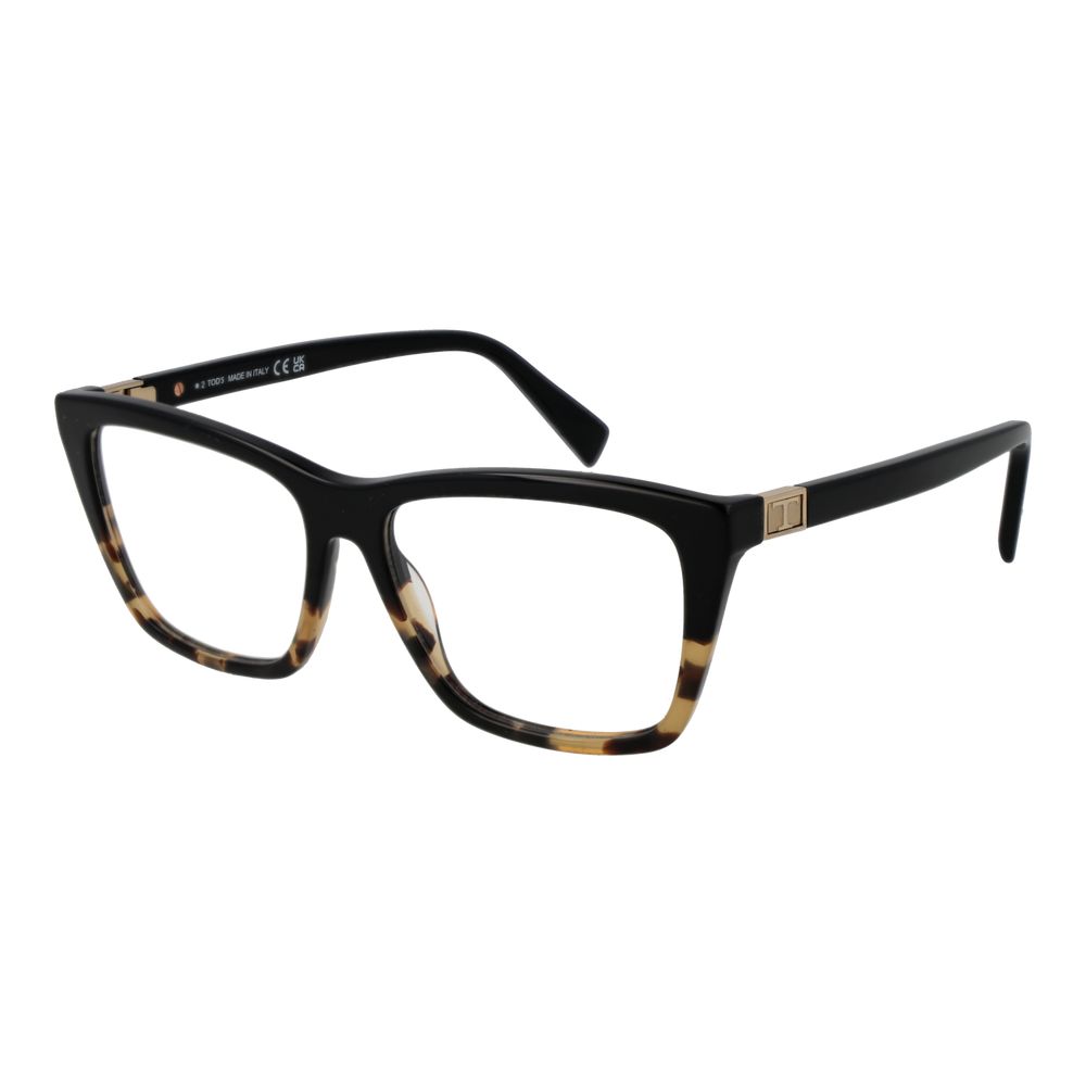 Eyeglasses Frames by Tod's for women in acetate black features a refined silhouette, showcasing a refined black coloured frame and full-frame frame design for a sophisticated, premium look.