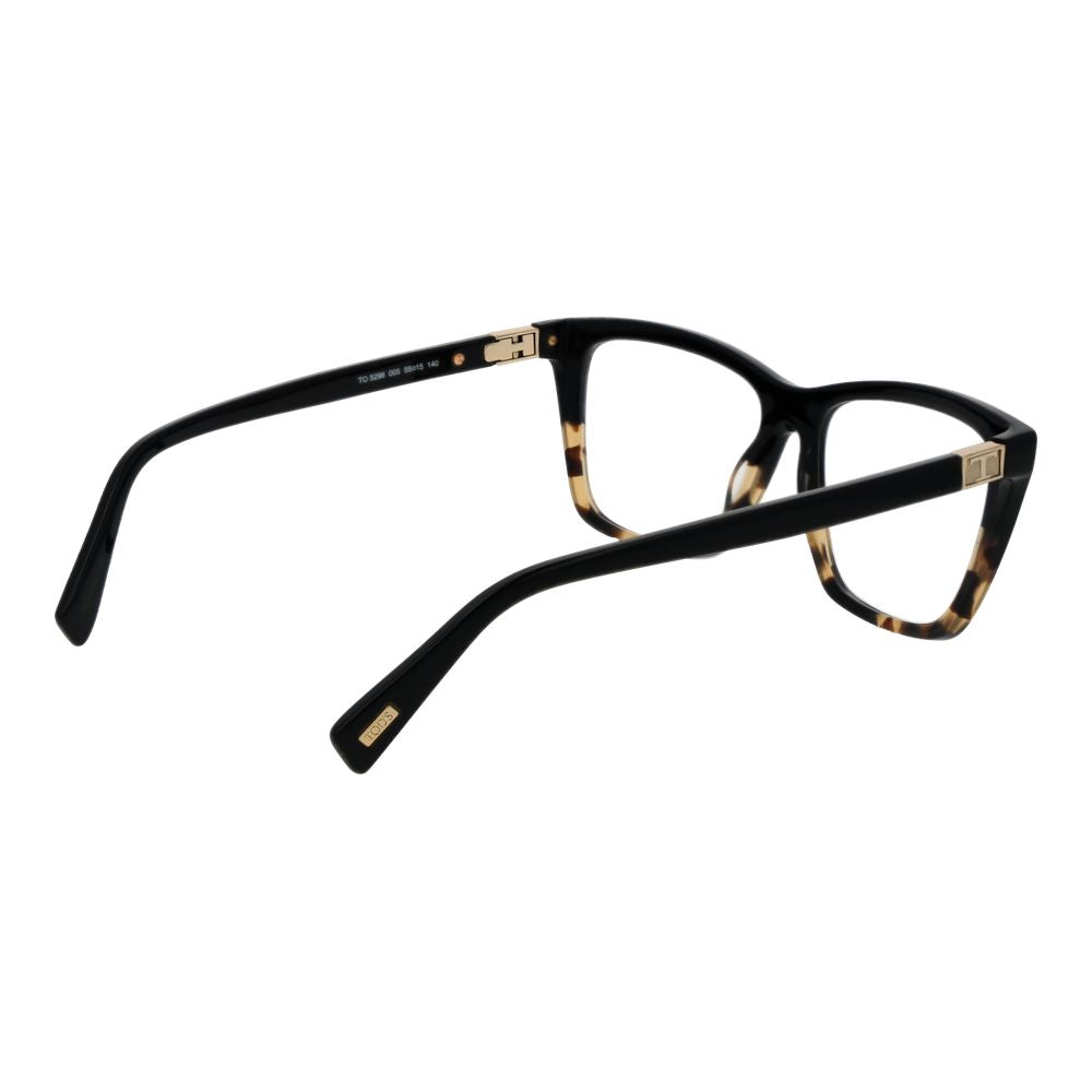 Eyeglasses Frames by Tod's for women in acetate and black showcases an refined full-frame frame design featuring a sophisticated black coloured frame for an refined and refined aesthetic.