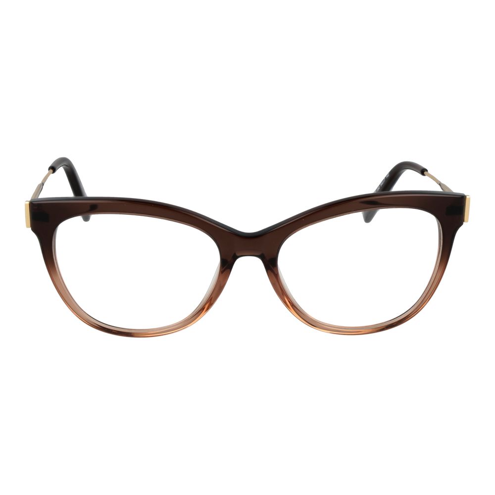 Eyeglasses Frames by Tod's for women in brown showcases a reflective silhouette, artfully incorporating a sophisticated brown coloured frame with a distinct full-frame frame design.