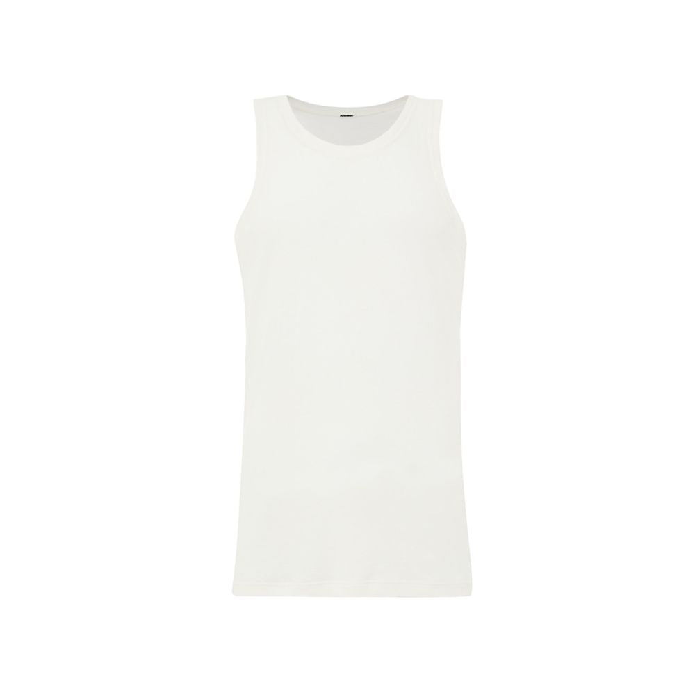 Vest by Jil Sander for men in cotton white features an on trend silhouette, showcasing a sophisticated round neckline and premium for a truly on trend finish.