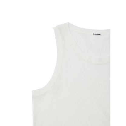 Vest by Jil Sander for men in cotton white features a chic silhouette, expertly detailed with a refined round neckline and premium for a truly chic look.