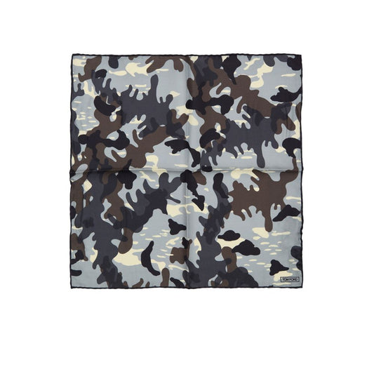 Clutch Handbag by Tom Ford for unisex in silk gray, light-grey, camouflage & print features a statuesque silhouette, showcasing a secure and organized with versatile for statuesque evening wear.