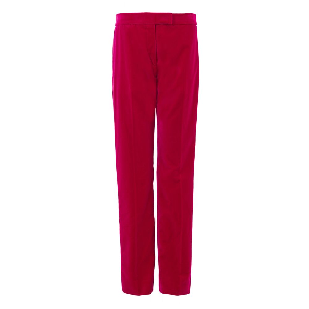 Trousers by Tom Ford for women in cotton satin fuchsia features a sculptural silhouette, showcasing a sculptural straight-leg and long with a sophisticated for a sculptural finish.