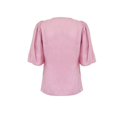 Tank Top by Ganni for women in cupro satin viscose pink showcases a sumptuous silhouette, artfully detailed with a sumptuous and for a truly sumptuous finish.