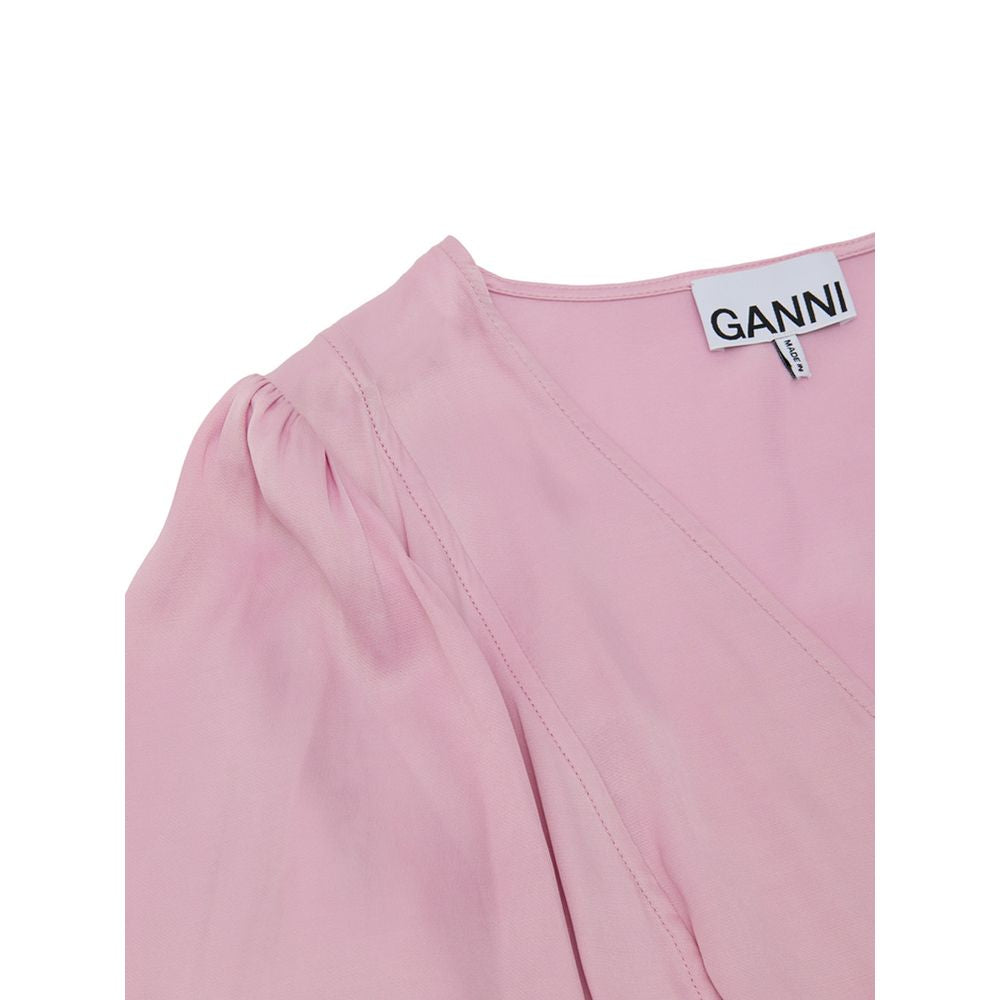 Tank Top by Ganni for women in cupro satin viscose pink showcases a streamlined Women's Cupro Satin Viscose Tank Top design with a streamlined and .
