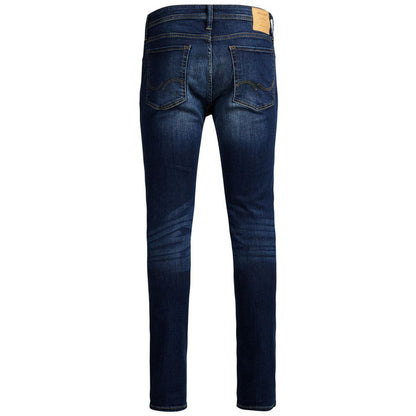 Jeans by Jack & Jones for men in stretch denim cotton blue & patterned presents a refined pantology silhouette, artfully defined by a refined pantology skinny, long, and a sophisticated .