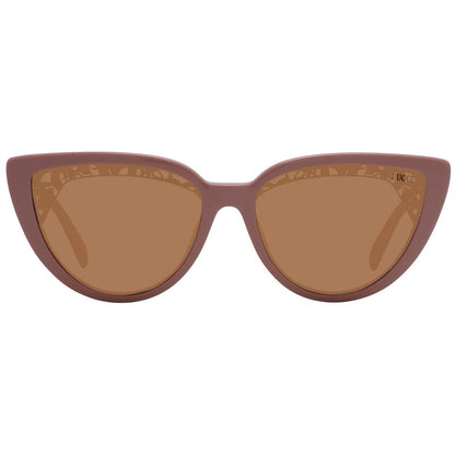 Sunglasses by Emilio Pucci for women in plastic pink features an ethereal full-rim cat-eye frame design with rose coloured frame frames and non-polarized category-2-medium-tint lens for a ethereal finish.