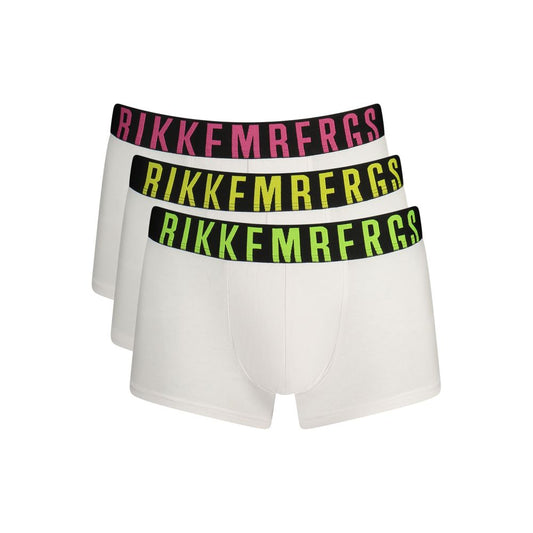 Bikkembergs Men's Stretch Polyester Cotton Underwear Boxer Shorts - Fuchsia Green White Yellow Print