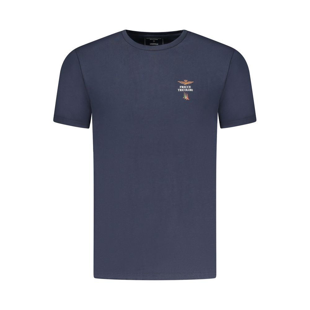 Activewear T-Shirt by Aeronautica Militare for men in stretch cotton blue & print features an athletic silhouette with short-sleeve sleeves and a crew neckline neckline, enhanced by high-performance seamless.