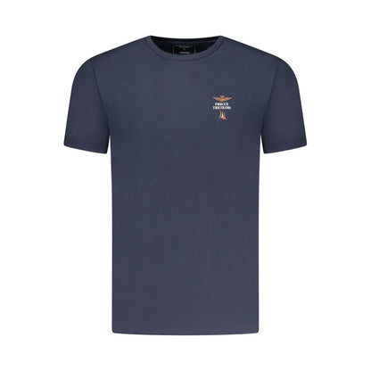 Activewear T-Shirt by Aeronautica Militare for men in stretch cotton blue & print features an athletic silhouette with short-sleeve sleeves and a crew neckline neckline, enhanced by high-performance seamless.
