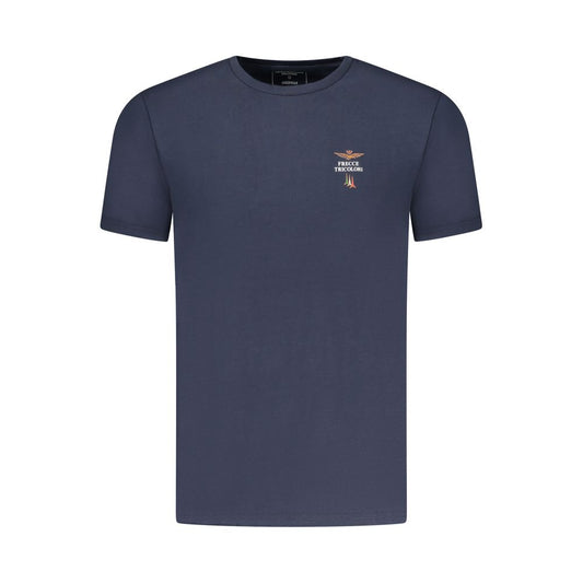 Activewear T-Shirt by Aeronautica Militare for men in stretch cotton blue & print features an athletic silhouette with short-sleeve sleeves and a crew neckline neckline, enhanced by high-performance seamless.